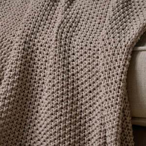 Nkuku Nahan Moss Stitch Cotton Throw Stone